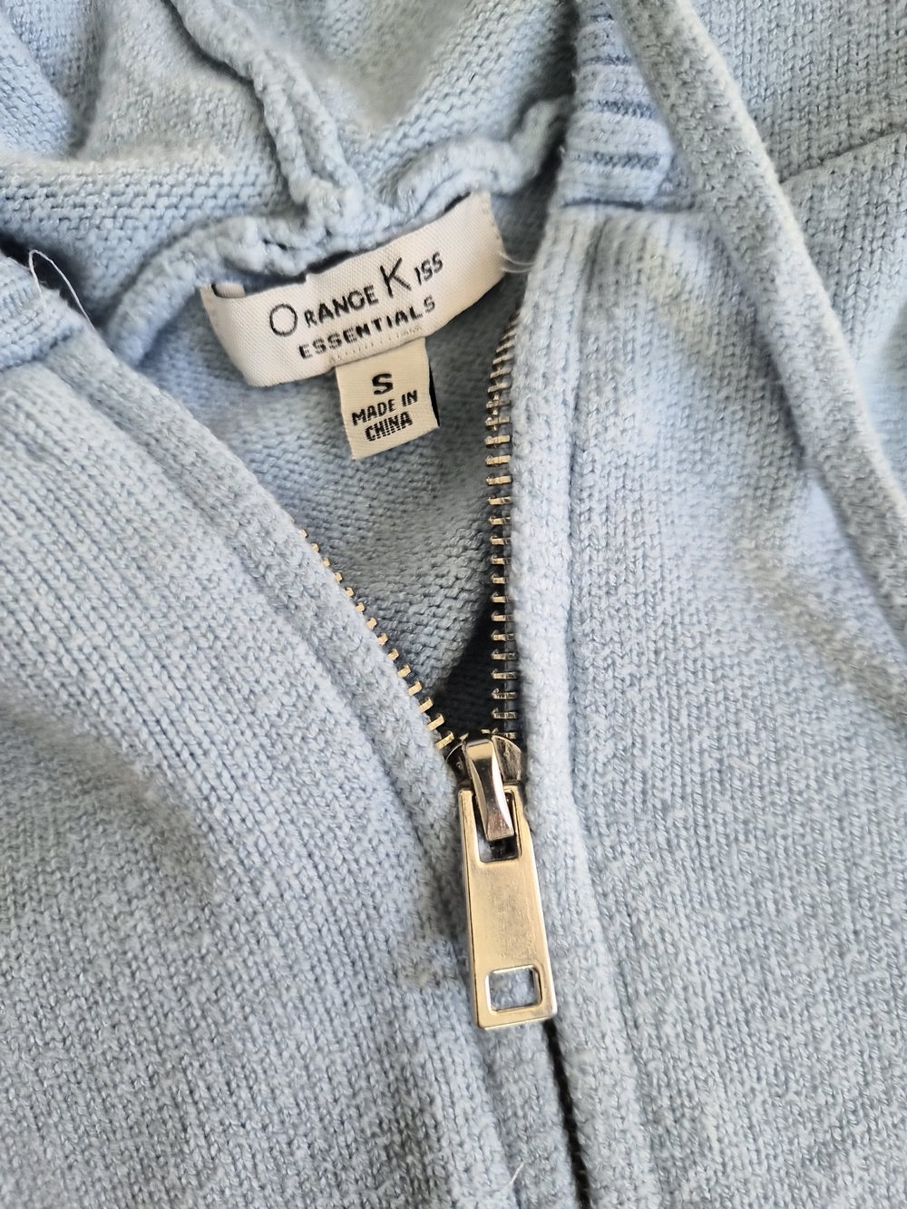 Light Blue Knit Cropped Zip-Up Hoodie Size S (Fits Like a XS) - Picture 10 of 16